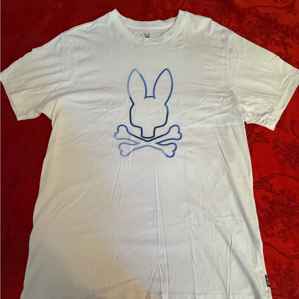 Psycho Bunny White Tee with Blue Logo